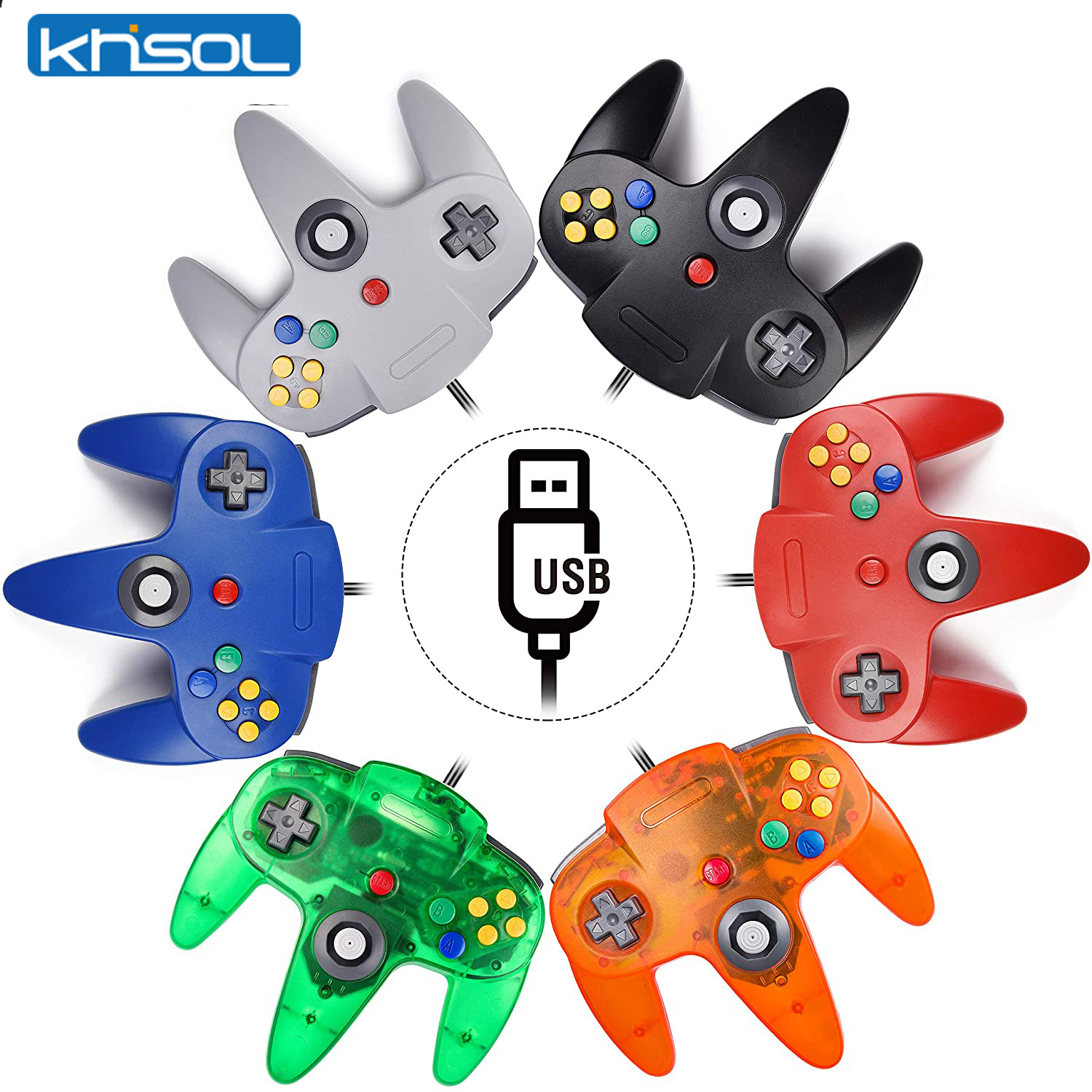 Gaming Console Vintage - N64-controller Klassieke USB-bekabelde afstandsbediening Gamepad Gaming-joystick